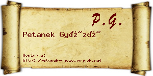 Petanek Győző névjegykártya